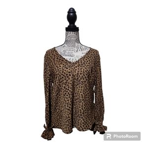 CeCe Leopard Print Blouse, Size S, NWT